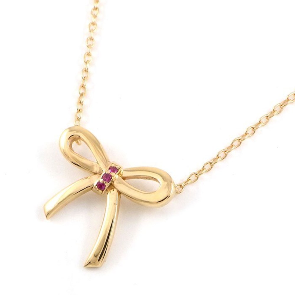Tiffany Necklace Bow Ribbon Pink Sapphire Limited Edition Pink Gold